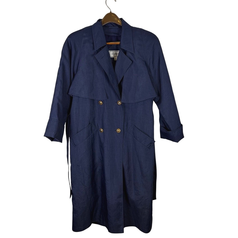 Vintage J. Gallery Woman's Trench Coat Size 7/8 Navy Blue 80's 90's Capsule - Picture 3 of 16